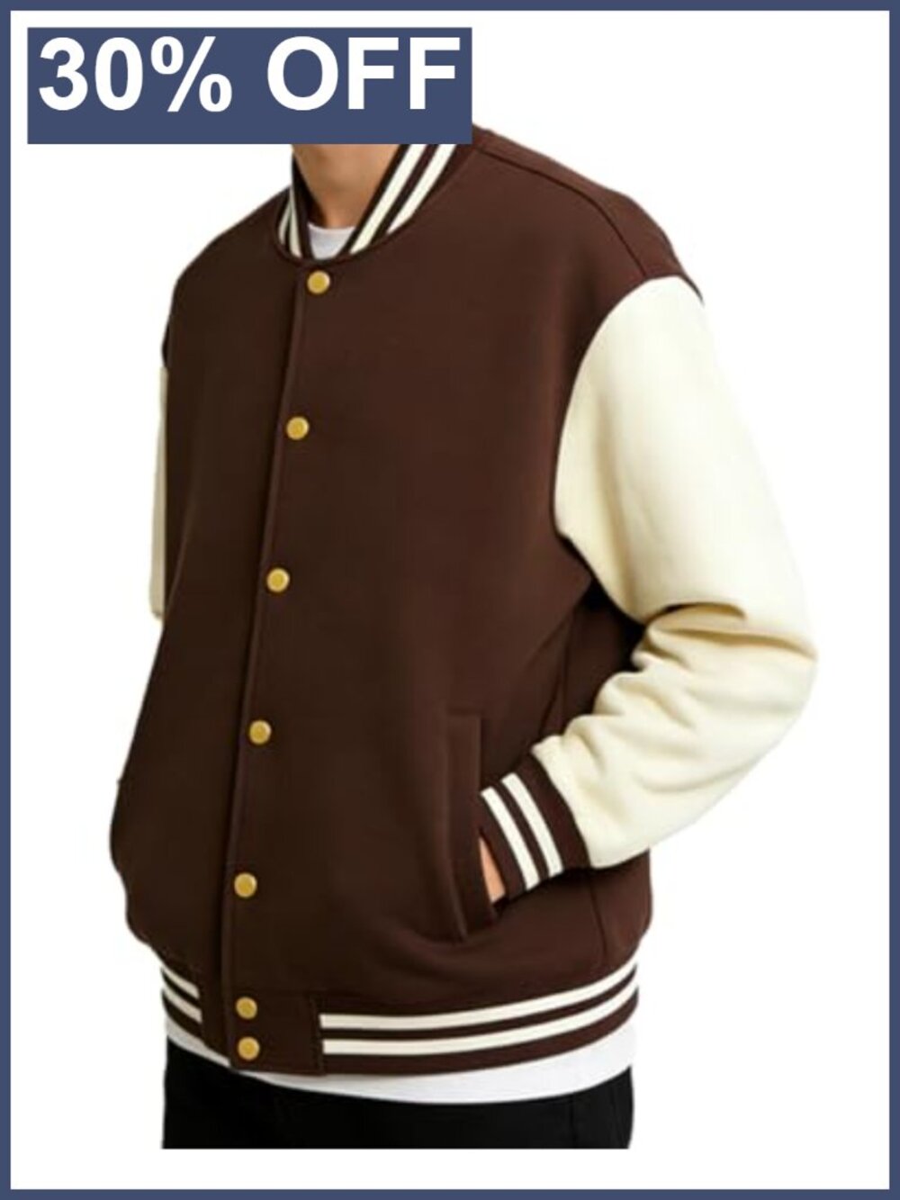 Men's Varsity Jacket Cotton Blend Letterman Bomber Button Down
